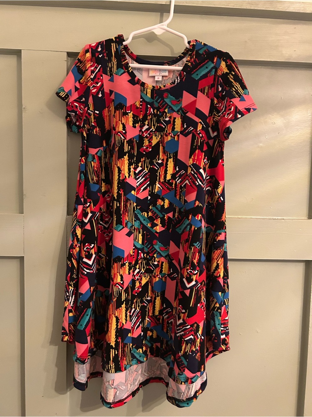LuLaRoe Short Sleeve Geometric Swing Dress - Black, Pink, Blue, Yellow, Teal